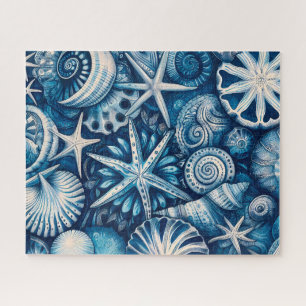 Puzzle Blue Shells Beach Batik Starfish Sand Dollar