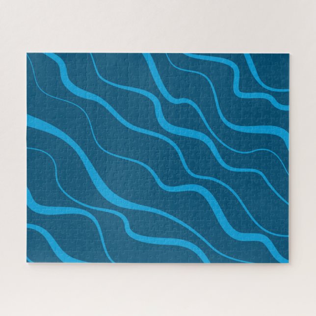 Puzzle Blue, simple, modern, cool wave abstraction (Horizontal)