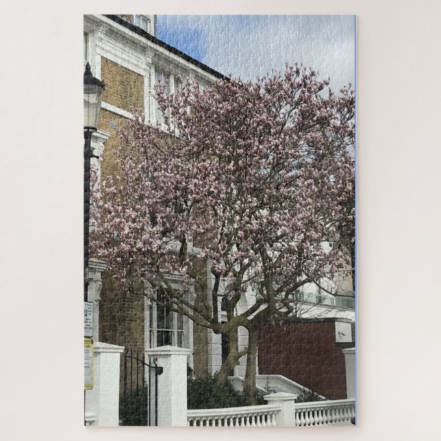 Puzzle Blue Sky and Cherry Blossoms, Chelsea, Londres Rei (Vertical)