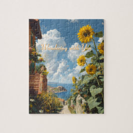 Puzzle Blue sky and Sunflowers Path to the Sea Art