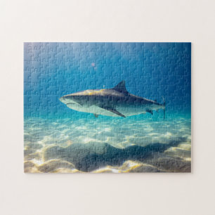 Puzzle Blue Wild Shark Swim Agua Mar Reflection Sand