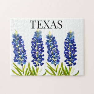 Puzzle Bluebonnets Texas State Flowers Lupine Watercolor