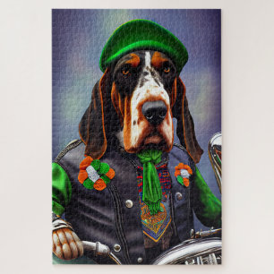 Puzzle Bluetick Coonhound conduciendo bicicleta el día de