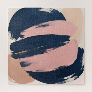 Puzzle Blush Rosa Azul Marino Minimalista Abstracto