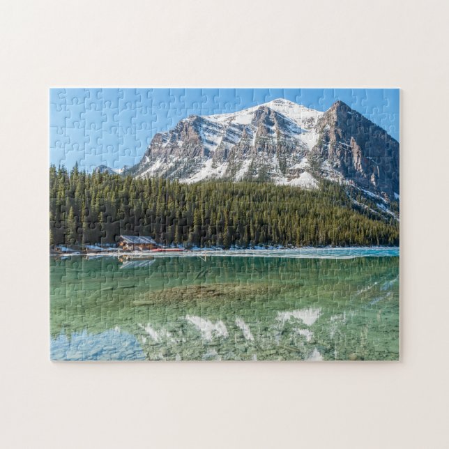Puzzle Boathouse al lado del lago Louise - Banff, Canadá (Horizontal)