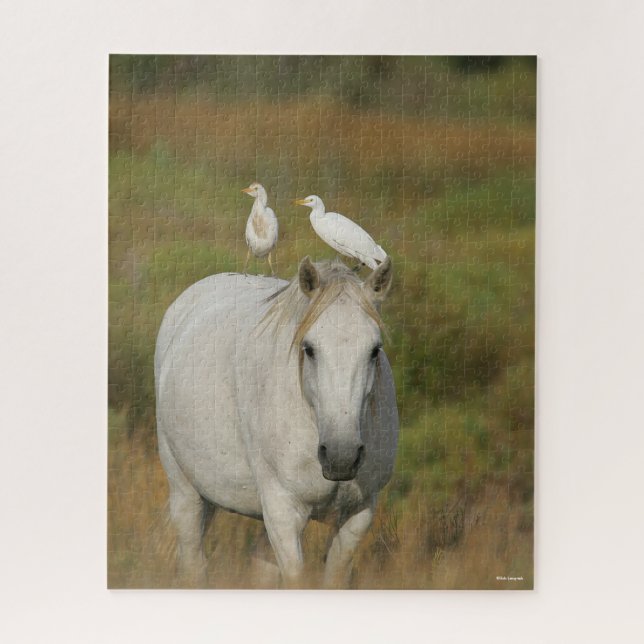 Puzzle Bob Langrish | Caballo de Camarga gris con dos ave (Vertical)