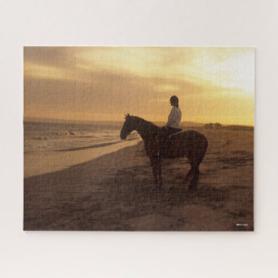 Puzzle Bob Langrish   Caballo y jinete en la playa al ata