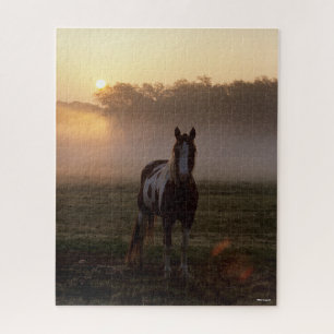 Puzzle Bob Langrish   Paint Horse Standing Mist Sunrise