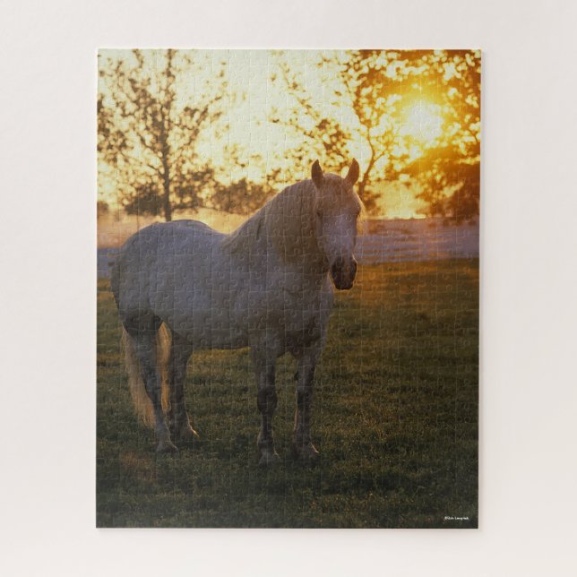 Puzzle Bob Langrish | Percheron Gris De pie Al Atardecer (Vertical)