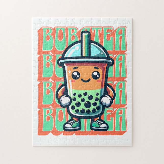 Puzzle Boba Bubble Tea Kawaii Cute Personalizado (Vertical)