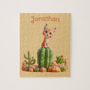 Puzzle Bobcat suave en cactus