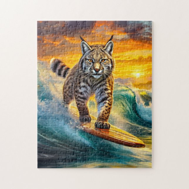 Puzzle Bobcat Surfing Alaska Design Por Rich AMeN Gill (Vertical)