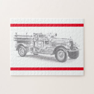 Puzzle boceto de lápiz de camión de bomberos antiguo dibu