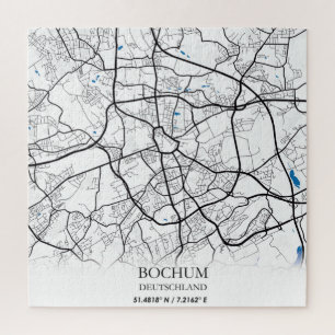 Puzzle Bochum Deutschland City Map Viaje Simple Mínimo