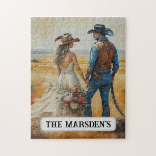 Puzzle Boda Country Western Acuarela