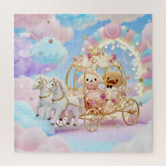 Puzzle Boda de Cachorro Adorable Cuento de Hadas Carruaje