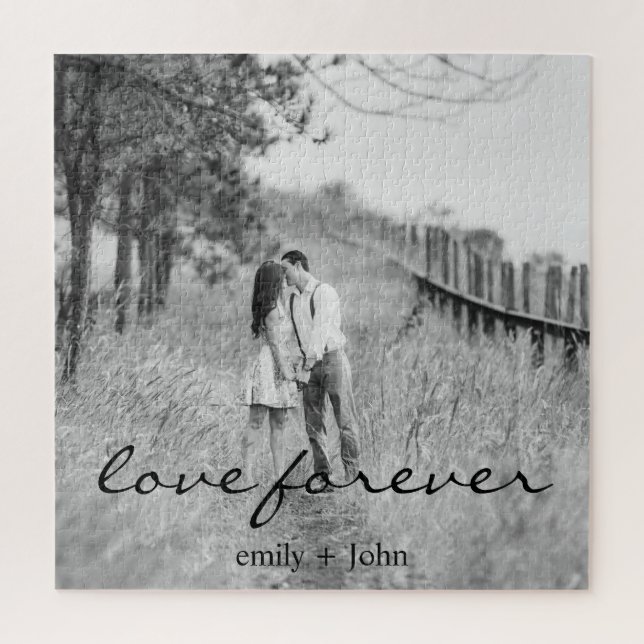 Puzzle Boda Forever Names Date Photo (Vertical)