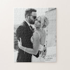 Puzzle Boda Forever Names Date Photo Black and White