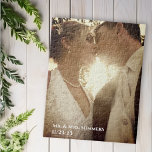 Puzzle Boda fotográfico caligráfico Gracias Ombre<br><div class="desc">Este diseño puede ser personalizado en el área proporcionada cambiando la foto y/o el texto. O puede personalizarse haciendo clic en Personalizar esta plantilla y, a continuación, eligiendo la opción de hacer clic en el personalizar y eliminando o cambiando el color del fondo, agregando texto, cambiando el color o estilo...</div>