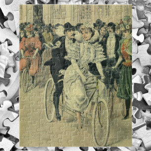 Puzzle Boda victoriana novia y bicicleta recién casada Gr