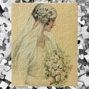 Puzzle Boda Vintage, retrato nupcial de novia victoriana