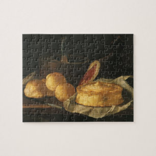 Puzzle Bodegón con tarta de pan y jamón, Giuseppe Recco