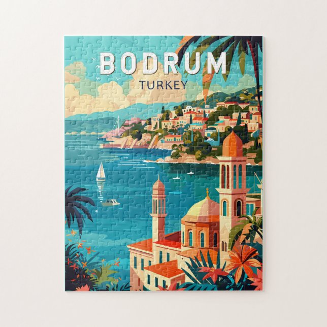 Puzzle Bodrum Turkey Travel Art Vintage (Vertical)