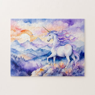 Puzzle Boho Acuarela Fuerte Unicornio de Pie en Niebla M