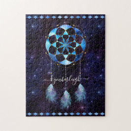 Puzzle Boho Espacio Azul Cósmico Mandala Nombre Dreamcatc