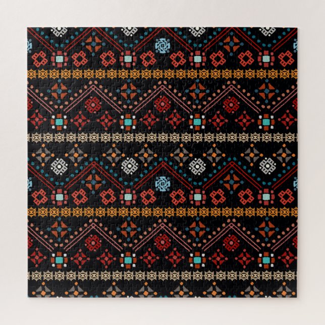 Puzzle Boho étnico: Colorida Tribal Seamless. (Vertical)