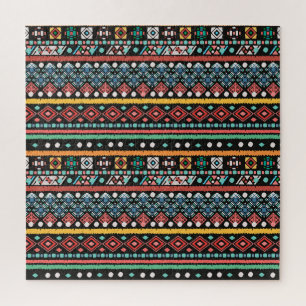 Puzzle Boho étnico: Impresión de píxeles geométricos
