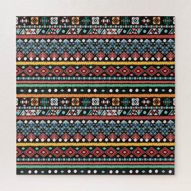 Puzzle Boho étnico: Impresión de píxeles geométricos (Vertical)