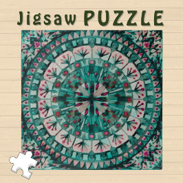 Puzzle Boho Mosaic Tile Océano Verde azulado
