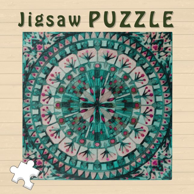 Puzzle Boho Mosaic Tile Océano Verde azulado (Subido por el creador)