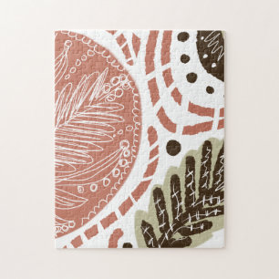 Puzzle Boho Orgánico Moderno Doodles Marrón