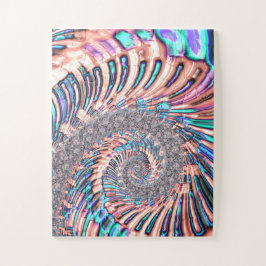 Puzzle Boho Pastel Rosa y Azul Espiral Abstracto Fractal