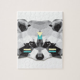 Puzzle Boho poly raccoon