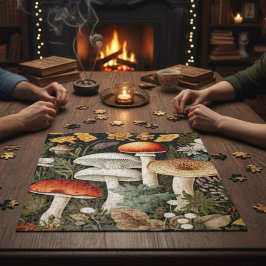Puzzle Boho Woodland Mushrooms Wildflower Garden