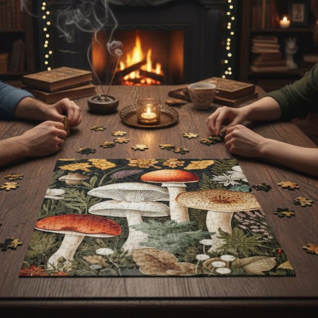 Puzzle Boho Woodland Mushrooms Wildflower Garden (Subido por el creador)