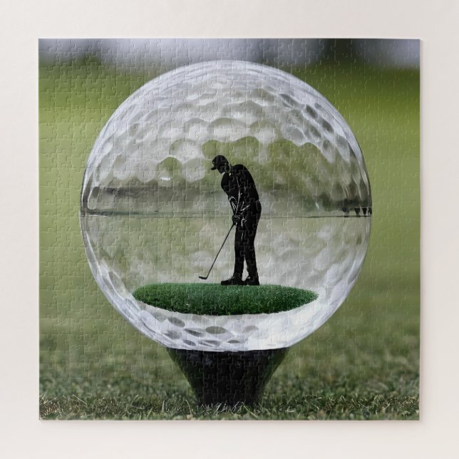 Puzzle Bola de Golf de Vidrio con Golfista Dentro, (Vertical)