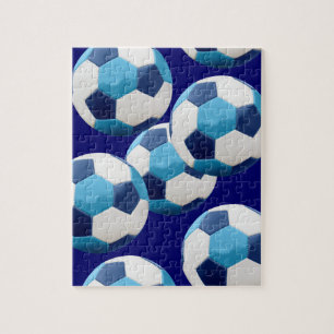 Puzzle Bolas de fútbol azul, diseño gráfico de fútbol,