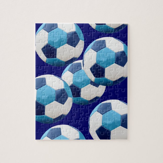 Puzzle Bolas de fútbol azul, diseño gráfico de fútbol, (Vertical)