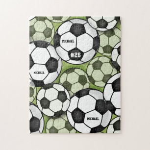 Puzzle Bolas de fútbol número de nombre de niño de niño b