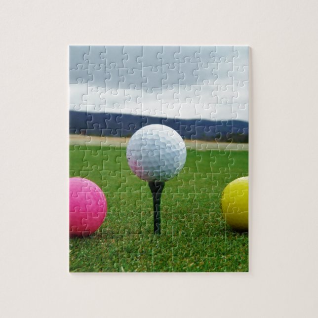 Puzzle Bolas de golf de colores, tee de montaña (Vertical)