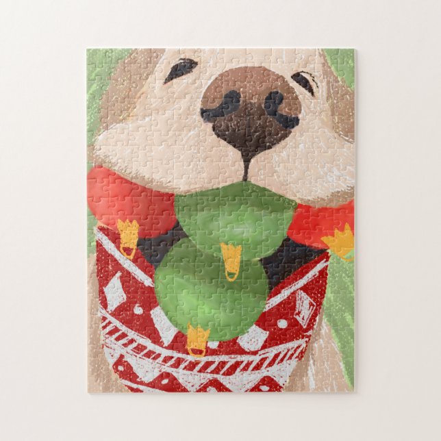 Puzzle Bolas de Navidad Divertido Golden Retriever en la  (Vertical)
