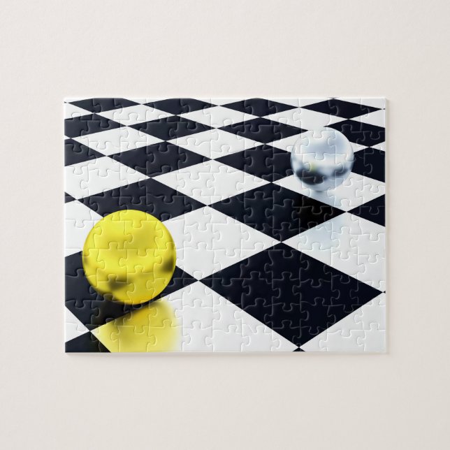 Puzzle Bolas de plata de oro para tablero de ajedrez de i (Horizontal)