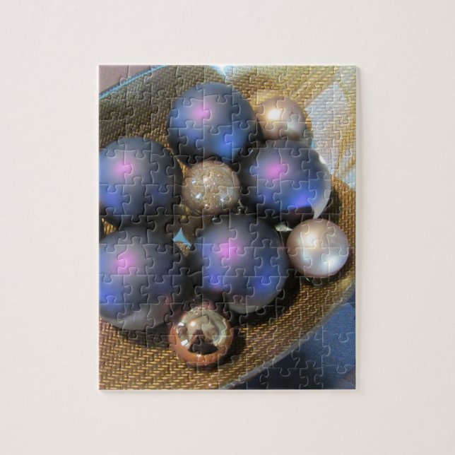 Puzzle Bolas de Vidrio Elegantes en un Plato de Oro (Vertical)