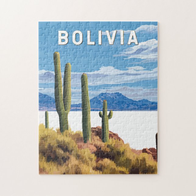 Puzzle Bolivia Ilustracion Viaje de arte Vintage (Vertical)