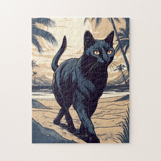 Puzzle Bombay-Cat en una playa tropical al atardecer (Vertical)