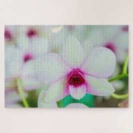 Puzzle Bonita fucsia y flor blanca